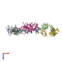 PDB entry 6mu7 coloured by chain, top view.