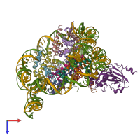 PDB entry 6muo coloured by chain, top view.