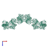 Hetero 24-meric assembly 1 of PDB entry 6mw3 coloured by chemically distinct molecules, top view.