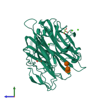PDB entry 6n1b coloured by chain, side view.