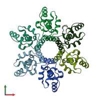 PDB entry 6n3u coloured by chain, front view.