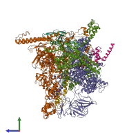 PDB entry 6n58 coloured by chain, side view.