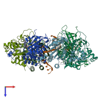 PDB entry 6n7t coloured by chain, top view.