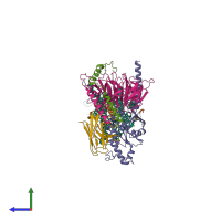 PDB entry 6nbh coloured by chain, side view.