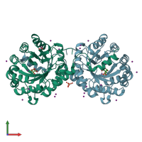 PDB entry 6ncs coloured by chain, front view.