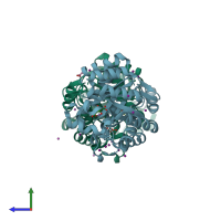 PDB entry 6ncs coloured by chain, side view.
