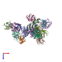PDB entry 6ndb coloured by chain, top view.