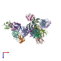 PDB entry 6nde coloured by chain, top view.