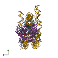 PDB entry 6ne3 coloured by chain, side view.
