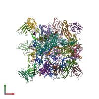 PDB entry 6nf2 coloured by chain, front view.
