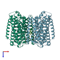 PDB entry 6nf6 coloured by chain, top view.