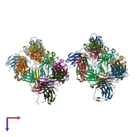 PDB entry 6nfn coloured by chain, top view.