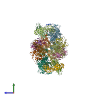 PDB entry 6njm coloured by chain, side view.