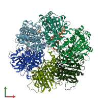 PDB entry 6njp coloured by chain, front view.