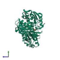 PDB entry 6nnu coloured by chain, side view.