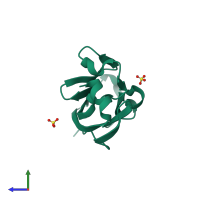 PDB entry 6np9 coloured by chain, side view.