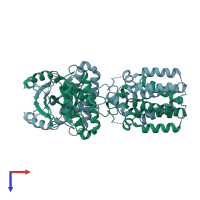 PDB entry 6nt5 coloured by chain, top view.