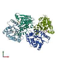 PDB entry 6nvf coloured by chain, front view.