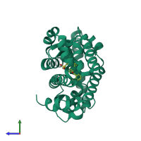 PDB entry 6nws coloured by chain, side view.