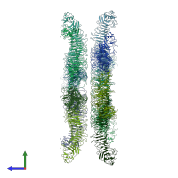 PDB entry 6nyn coloured by chain, side view.