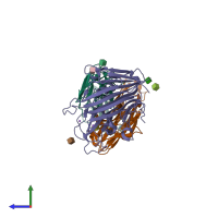 PDB entry 6nyq coloured by chain, side view.