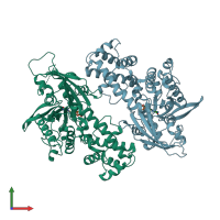 PDB entry 6nz6 coloured by chain, front view.