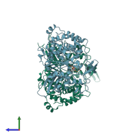 PDB entry 6nz6 coloured by chain, side view.