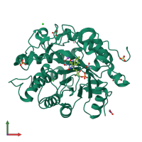 PDB entry 6o08 coloured by chain, front view.