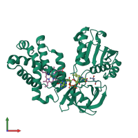 PDB entry 6o0a coloured by chain, front view.