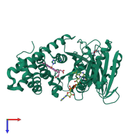 PDB entry 6o0a coloured by chain, top view.