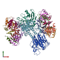 PDB entry 6o1l coloured by chain, front view.