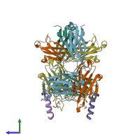 PDB entry 6o3j coloured by chain, side view.