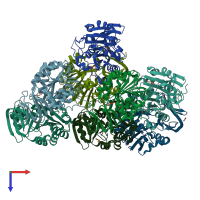 PDB entry 6o64 coloured by chain, top view.