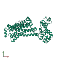 Beta-2 adrenergic receptor in PDB entry 6oba, assembly 1, front view.