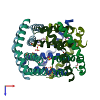 PDB entry 6odh coloured by chain, top view.