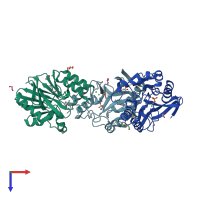 PDB entry 6ogo coloured by chain, top view.