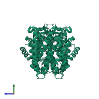 Terpene synthase in PDB entry 6oh6, assembly 1, side view.