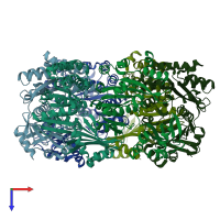 PDB entry 6olk coloured by chain, top view.