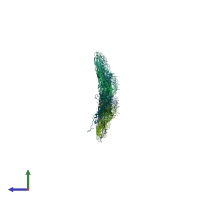 PDB entry 6oma coloured by chain, side view.