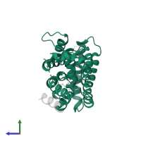 Peroxisome proliferator-activated receptor gamma in PDB entry 6oni, assembly 1, side view.