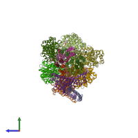 PDB entry 6oqv coloured by chain, side view.