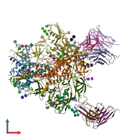 PDB entry 6orn coloured by chain, front view.