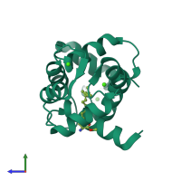 PDB entry 6os4 coloured by chain, side view.