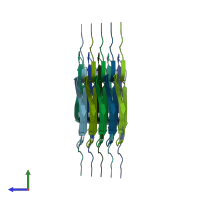 PDB entry 6osj coloured by chain, side view.