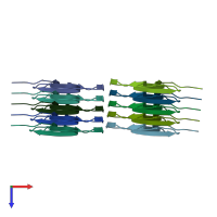 PDB entry 6osj coloured by chain, top view.