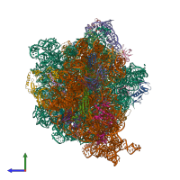 PDB entry 6osq coloured by chain, side view.