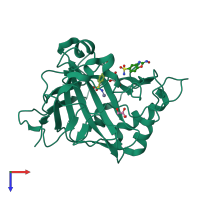 PDB entry 6ouk coloured by chain, top view.