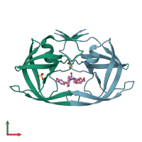 PDB entry 6oxq coloured by chain, front view.