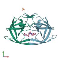 PDB entry 6oxt coloured by chain, front view.