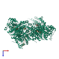 Hetero heptameric assembly 1 of PDB entry 6p07 coloured by chemically distinct molecules, top view.